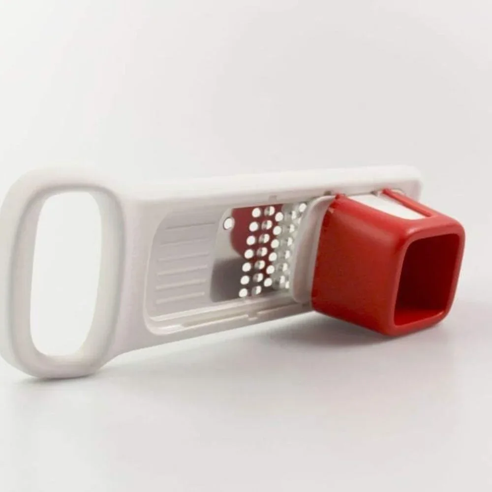Mandolin Travel Tupperware Red Mini Mando Compact Food Slicer Non-Electric NIP